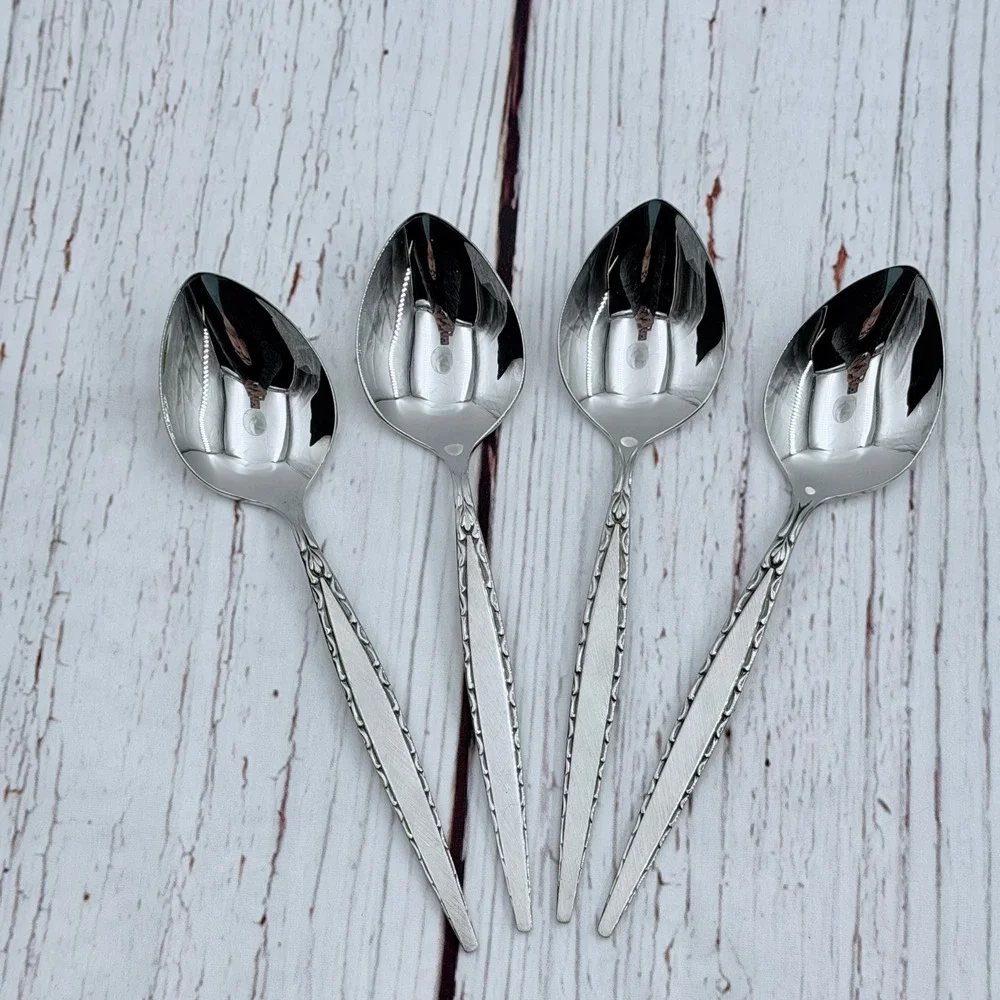 Oneida Community Venetia‎ Stainless Teaspoons Set of 4 Mid-Century Modern 7